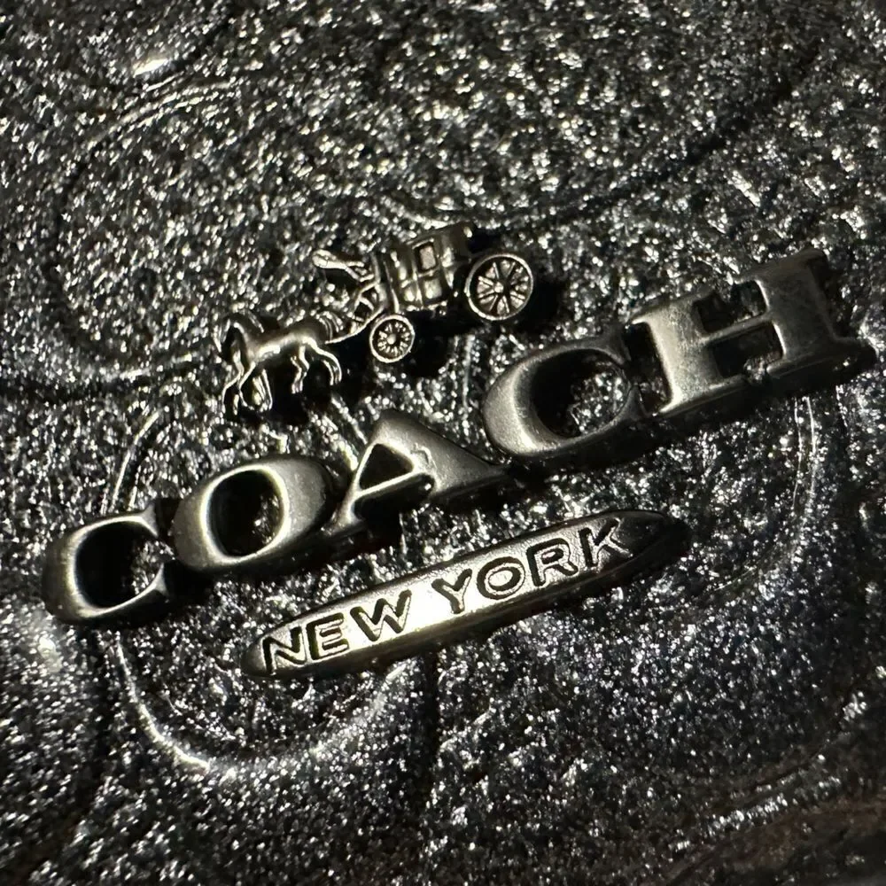 Coach Travel Jewelry Case - Signature Black Embossed Leather